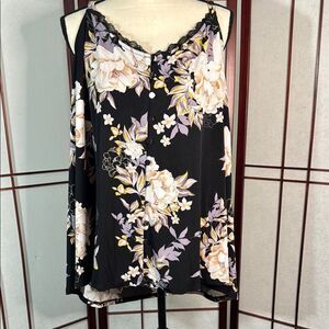 Torrid Cream and Black Asymmetrical Camisole